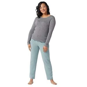 AnyBody Womens 3X Cozy Knit Reg Pleated Button Front Pants Lead‎ Gray Green NWT